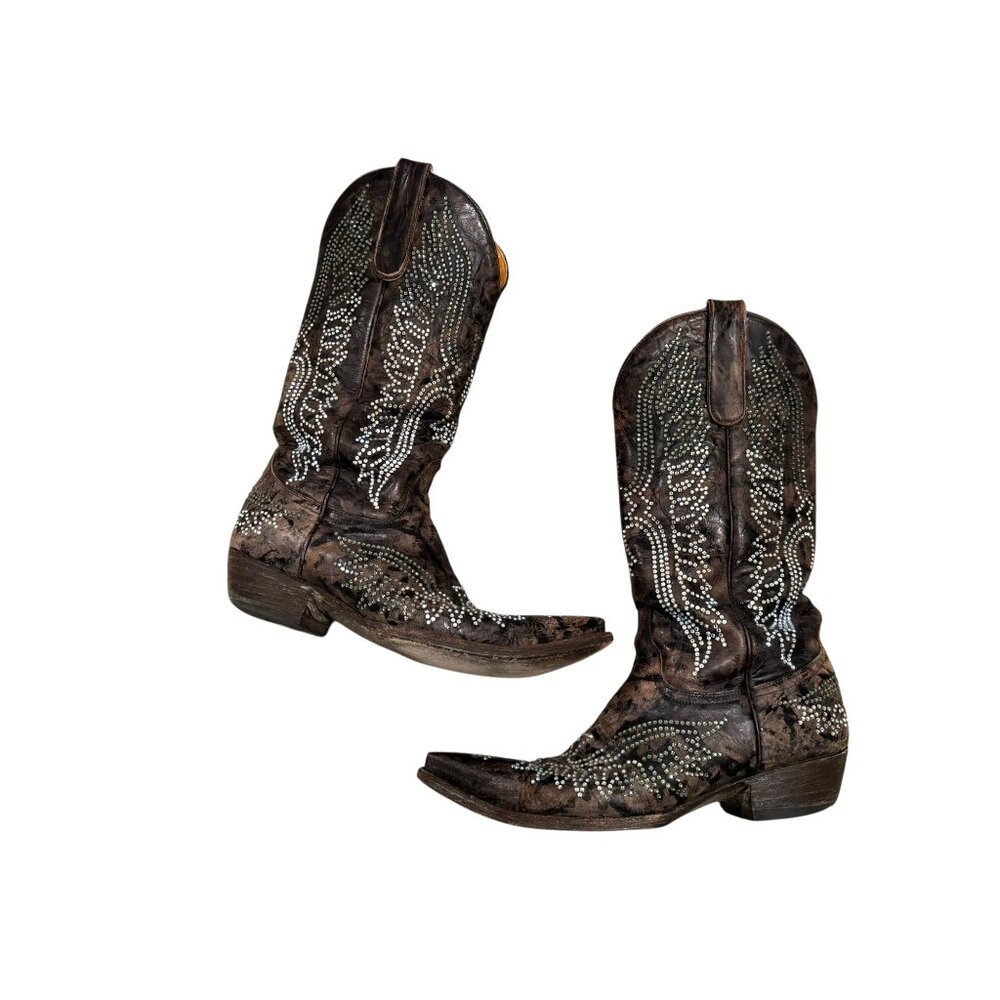 Size 8 Womens Old Gringo Eagle Swarovski Crystals Snip Toe Cowboy Cowgirl Boots - Picture 7 of 12